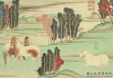 八駿圖|清賈全八駿圖 卷 賈全 , 34.1x270.6